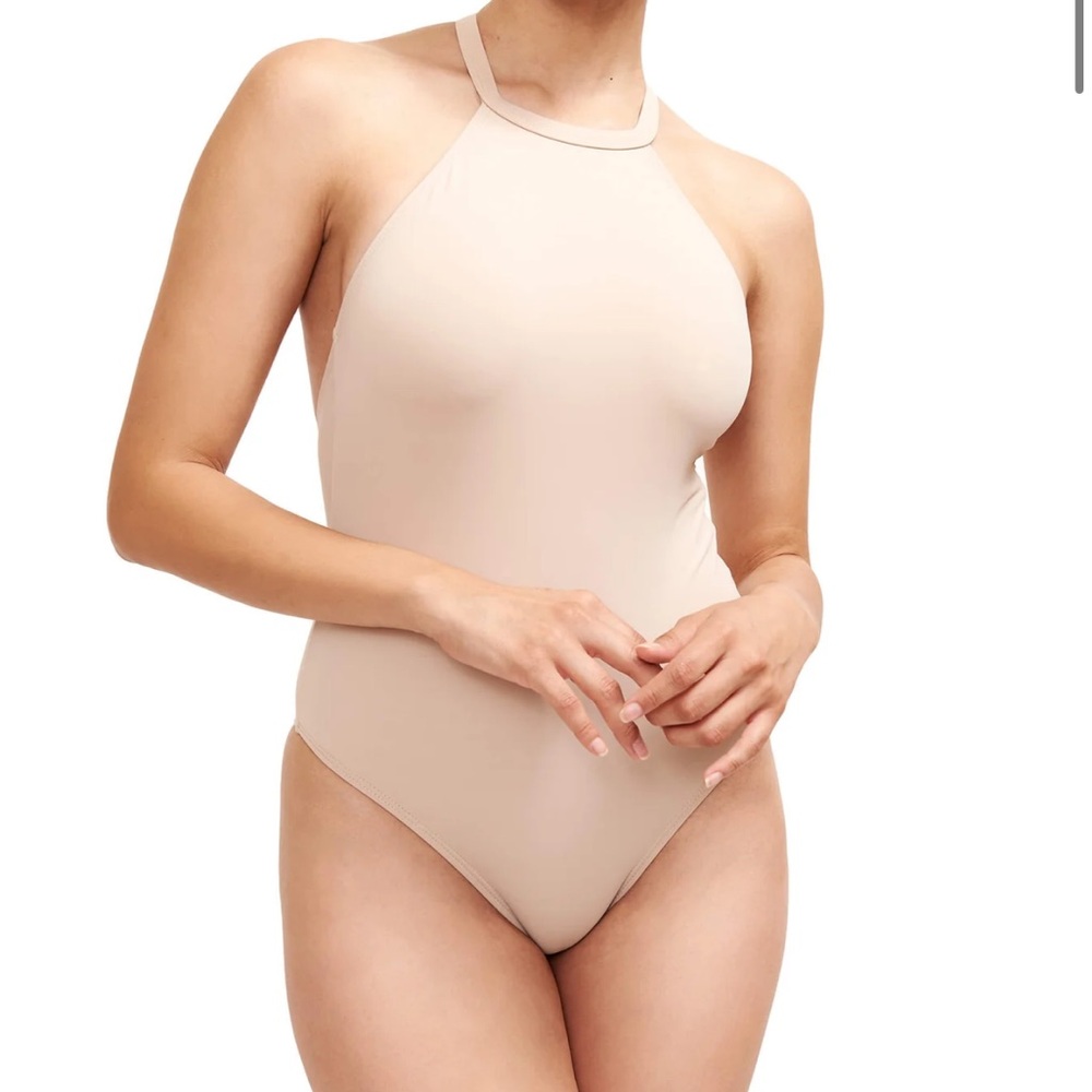 SAUIPE Denise - High Neck One Piece Swimsuit in Camel NWT